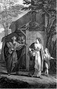 41 Genesis 21 v14 Abraham casts out Hagar and Ishmael (Le Sueur)