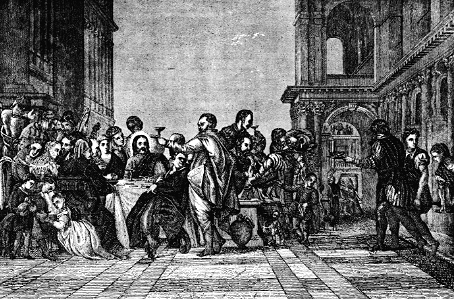 06 John 02 v1-11 - The Wedding Feast in Cana (water to wine). Free illustration for personal and commercial use.
