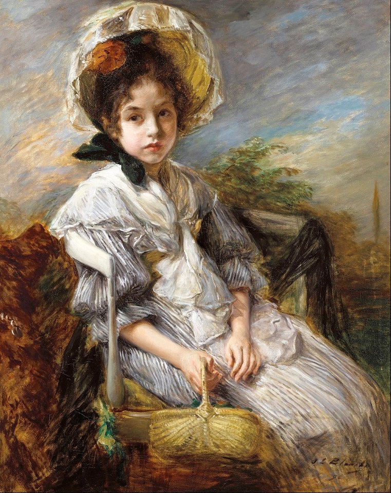 Portrait of a girl seated in a landscape - Jacques Emile Blanche