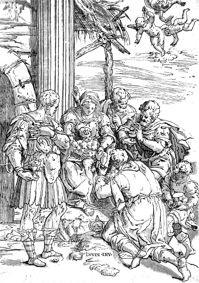 033 Adoration of the Magi (Andreani 1610). Free illustration for personal and commercial use.