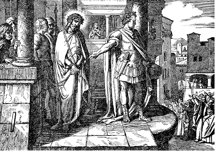 15 Jesus before Pilate. Free illustration for personal and commercial use.
