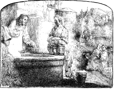 062 Christ and the Woman of Samaria - An Arched Print (Rembrandt 1657)