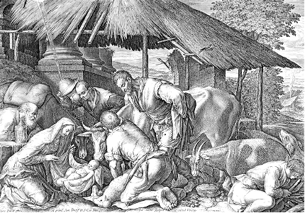 020 Adoration of the Shepherds (Sadeler I 1599). Free illustration for personal and commercial use.