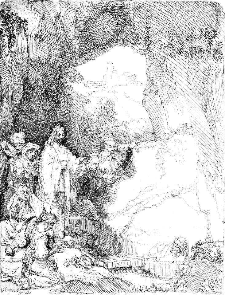 096 The Raising of Lazarus - Small Plate (Rembrandt 1642)b. Free illustration for personal and commercial use.