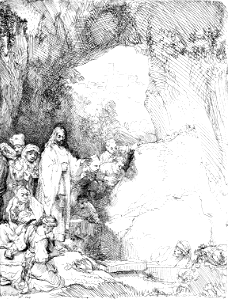 096 The Raising of Lazarus - Small Plate (Rembrandt 1642)b. Free illustration for personal and commercial use.
