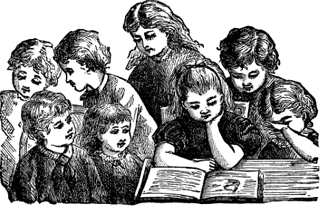 Children reading. Free illustration for personal and commercial use.