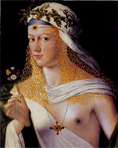 Bartolommeo Veneto - Geïdealiseerd portret van een courtisane als Flora - 1077 - Städel Museum