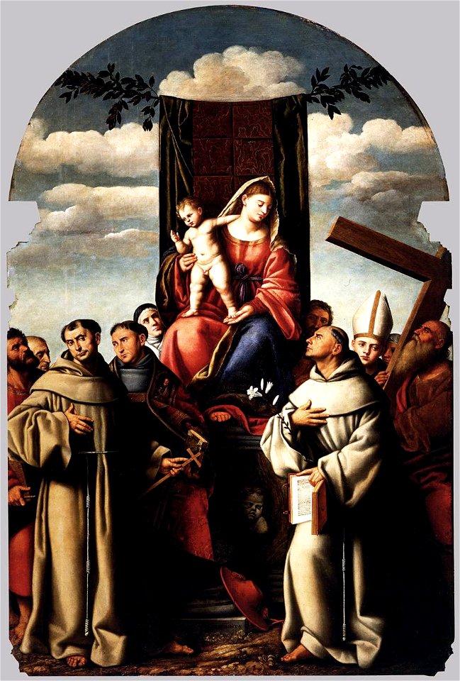 Bernardino Licinio Virgen entronizada con santos 1535 Frari Venecia