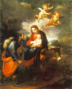 Bartolomé Esteban Perez Murillo - Flight into Egypt - WGA16369. Free illustration for personal and commercial use.