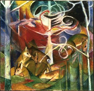 Franz Marc - Deer in the Forest I - Google Art Project. Free illustration for personal and commercial use.