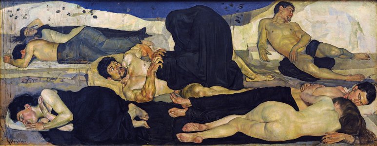 Ferdinand Hodler - Die Nacht (1889-90). Free illustration for personal and commercial use.