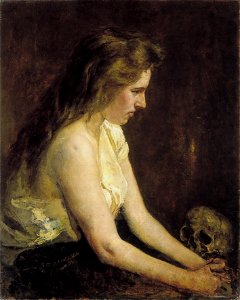 J.A. de Jonge - Jonge vrouw met schedel - AB900 - Cultural Heritage Agency of the Netherlands Art Collection