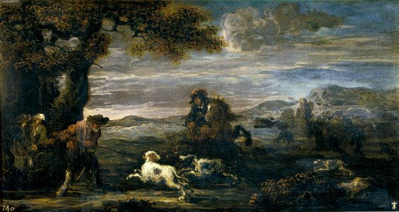 Jan de momper-caza del jabali-prado