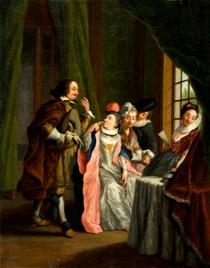 Jan Josef Horemans the Elder - Interior scene with elegant company as allegories of the senses