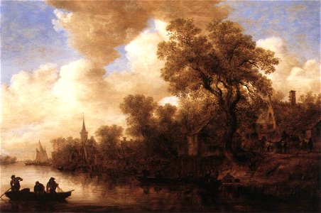 Jan van Goyen - River Scene - WGA10197. Free illustration for personal and commercial use.