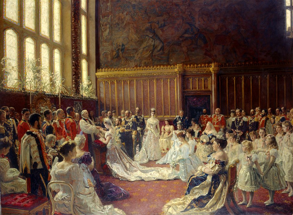 Laurits Regner Tuxen (1853-1927) - The Marriage of George, Duke of York, with Princess Mary of Teck, 6 July 1893 - RCIN 402437 - Royal Collection