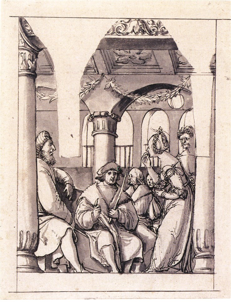 Leaina Before the Judges, by Hans Holbein the Younger