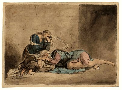 Lear and Cordelia in Prison c1779 N 05189 B 53 Pen and watercolour 123×175 by William Blake