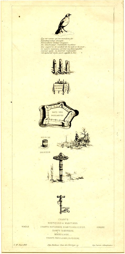 Meryon - Rebus 'Béranger ne fut veritablement fort, cal il n'eut jamais la clef des champs', 1878,0713.2673