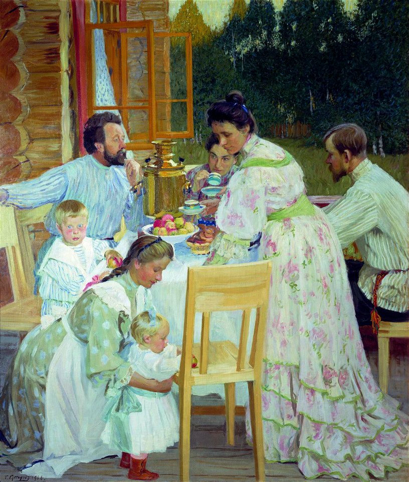 On terrace. Kustodiev