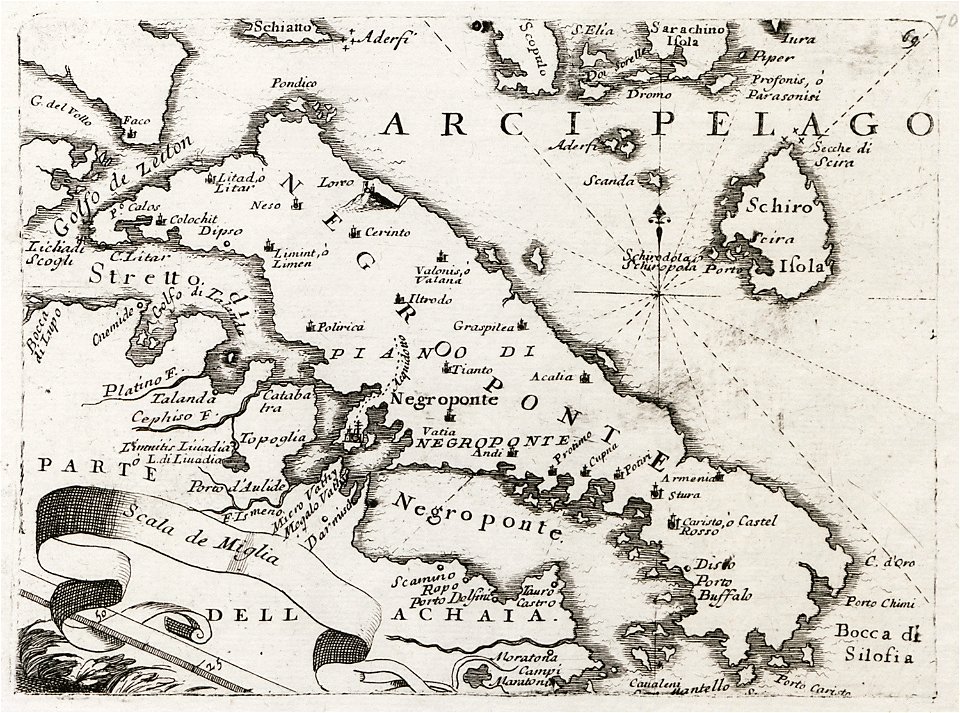 Χάρτης της Εύβοιας - Coronelli Vincenzo - 1686