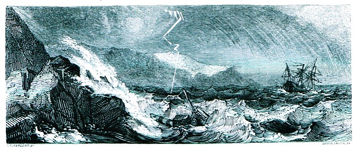 Τρικυμία κοντά στα Ακροκεραύνια Όρη, στην περιοχή της Κανίνα στην - Wordsworth Christopher - 1841. Free illustration for personal and commercial use.