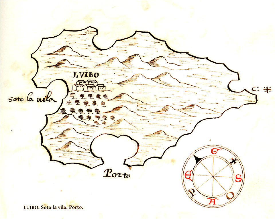 Χάρτης της νήσου Όλιμπ στην Κροατία - Antonio Millo - 1582-1591
