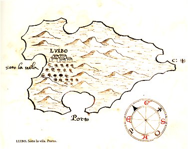 Χάρτης της νήσου Όλιμπ στην Κροατία - Antonio Millo - 1582-1591