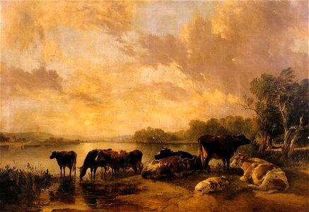 Thomas Sidney Cooper (1803-1902) - A River Scene (cattle by Thomas Sidney Cooper) - N00620 - National Gallery. Free illustration for personal and commercial use.