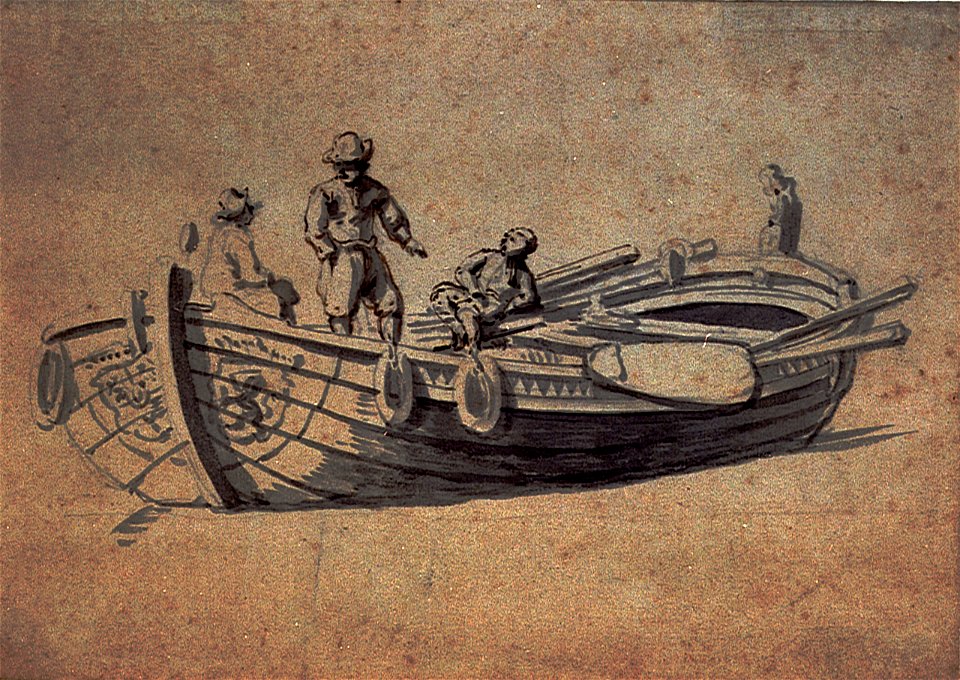Three men in a large boat RMG PV5243