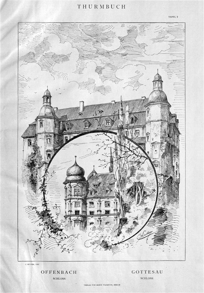 Thurmbuch Tafel 002 Offenbach Schloss Gottesau Schloss