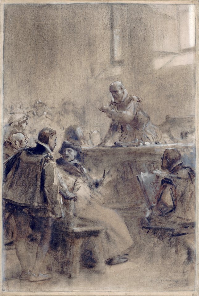 Théobald Chartran - Esquisse pour l'escalier de la Sorbonne , Bernard Palissy ouvrant à Paris, avec la permission du roi - PPP4632 - Musée des Beaux-Arts de la ville de Paris