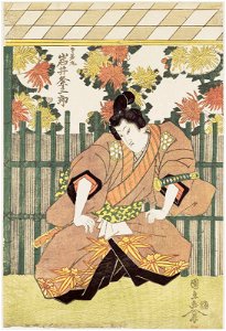 Utagawa Kuninao - Actor Iwai Kumesaburô II as Ushiwakamaru. Free illustration for personal and commercial use.