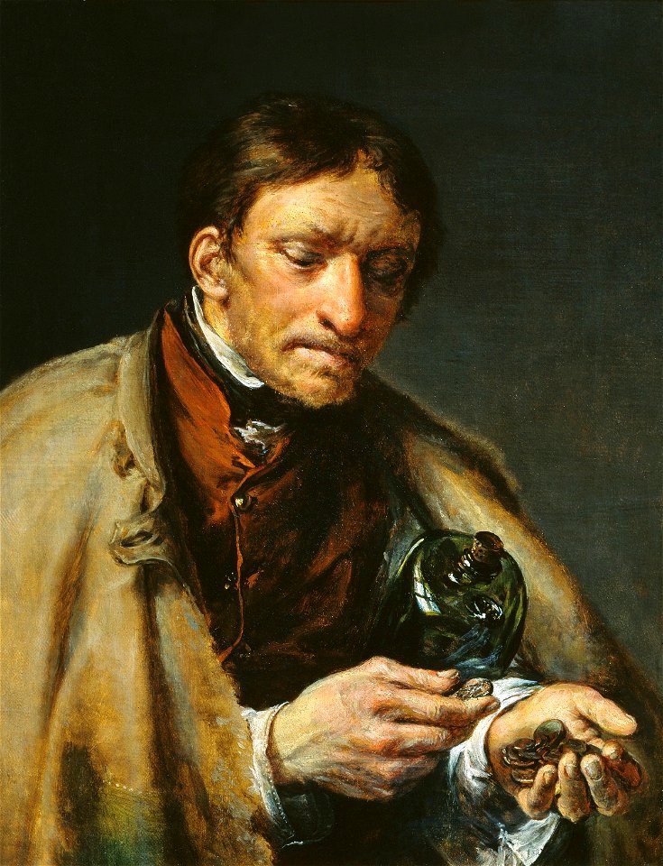 Valet counting money by Tropinin