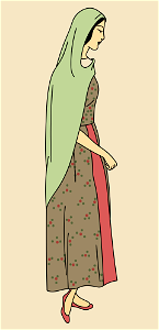 Persian woman wearing green hood. Free illustration for personal and commercial use.