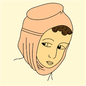 Coiffure of antique Turkish woman. Orange-yellow cloth (Hamdy Bey's excavations.). Free illustration for personal and commercial use.