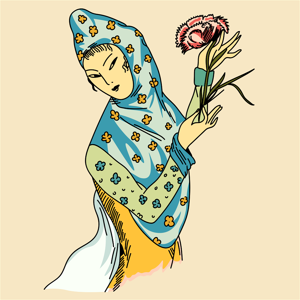 Persian Hood with embroidered flowers - Free Stock Illustrations ...