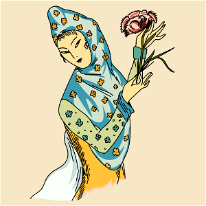 Persian Hood with embroidered flowers. Free illustration for personal and commercial use.