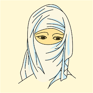 Turkish woman in costume worn at Constantinople. Draped while cloth coiffure. Free illustration for personal and commercial use.