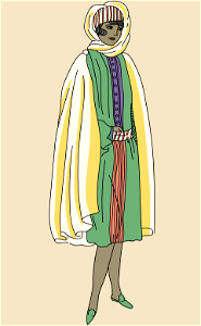 Elegant apparel of a Jewish woman of Algiers. Free illustration for personal and commercial use.