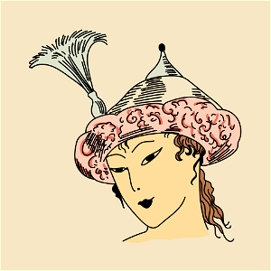 Persian Pointed turban with egret turned up brim. Free illustration for personal and commercial use.