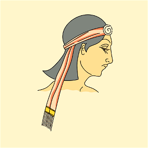 Assyrian Woman's coiffure with hair confined in a narrow band. Free illustration for personal and commercial use.