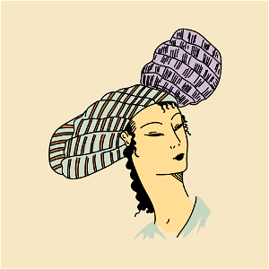 Persian Turban with brim rolled up at back. Free illustration for personal and commercial use.