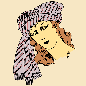 Persian Turban with fringed side-flap gracefully draped. Free illustration for personal and commercial use.