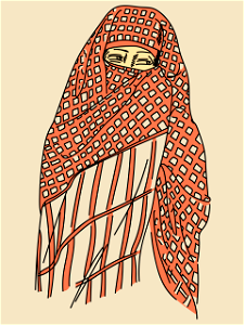 A lady-visitor in the court of the Bulak Museum in Cairo. Free illustration for personal and commercial use.