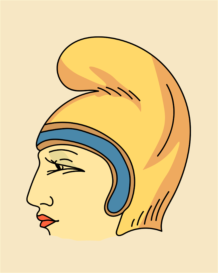 Coiffure inspired from a Greek terracotta figurine found in Egypt. Free illustration for personal and commercial use.