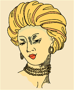 Coiffure coiled into a turban on the head. Free illustration for personal and commercial use.