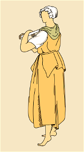 Young peasant woman wearing small sleeveless tunic (1804). Free illustration for personal and commercial use.