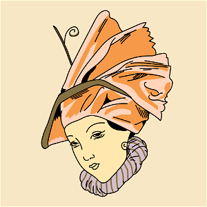 Raised headdress with draped bottom. The edge is scalloped. Free illustration for personal and commercial use.