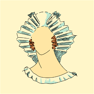 Wemmethops woman's headdress. Hat forming a pleated flounce on each side of the head. Free illustration for personal and commercial use.